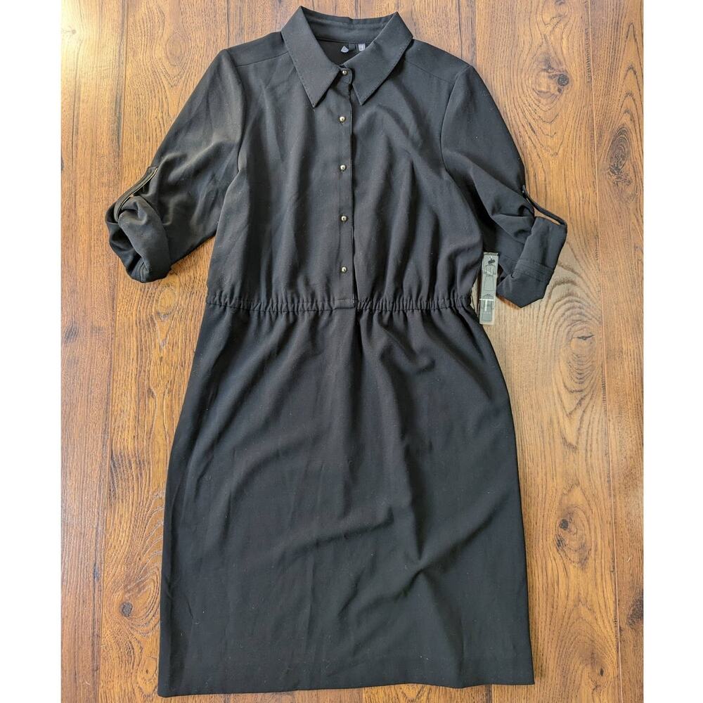 Tahari Gatsby Collared Dress Black 10